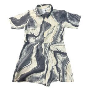 ASOS DESIGN Women's Twill Zip Front Playsuit Size 10 In Marble Print